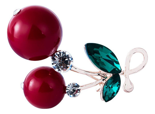 4 Broches De Cereza Con Diamantes De Imitación Y Perlas De