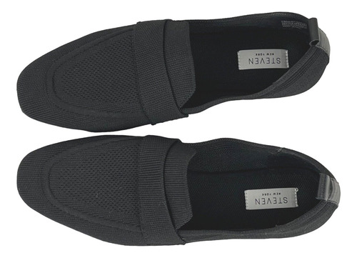 Zapatos Mocasines Mujer Negros Tejidos