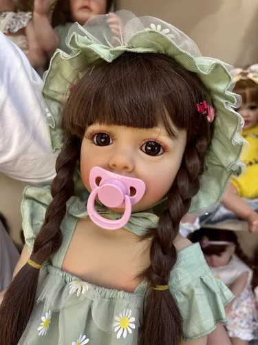 Bebê Reborn Menina Silicone, Boneca Banho Realista, Morena