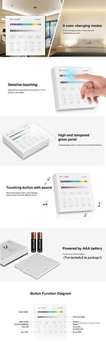 Mi.light B3 Inalámbrica 2.4g Rf 4 Zonas Rgb / Rgbw Montado E