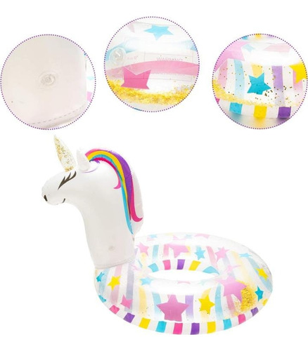 Salvavidas De Unicornio Glitter Flotador Kawaii Inflable