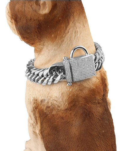 Aiyidi Collar De Perro Con Cadena De Eslabones Cubanos Doble