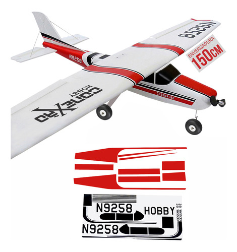 Kit Aeromodelo Cessna 182 Para Montar 150cm De Asa + Decalcs