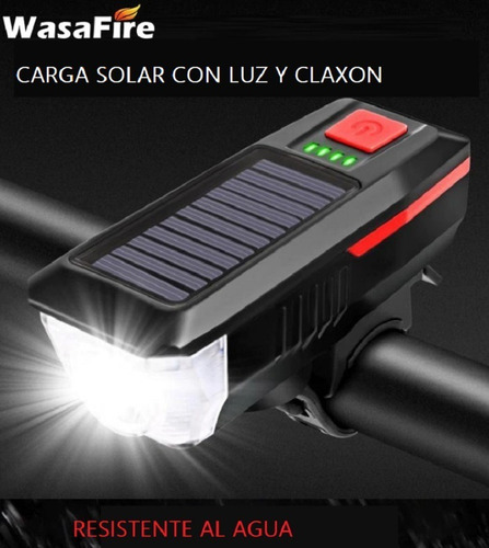 Imagen 7 de 10 de Luz Led Solar Recargable Para Bicicleta Con Bocina Stgo.