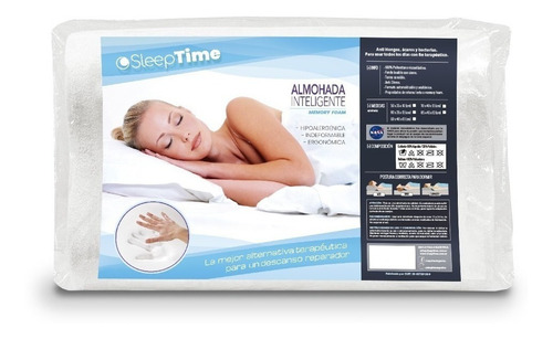 Almohada Inteligente Cervical 50x35 Viscoelastica Sleep Time