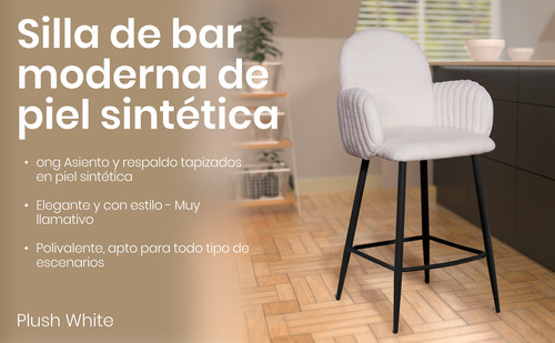 Set 2 Banco Para Barra Desayunadora Para Cocina Taburete Bar Laqueado Blanco