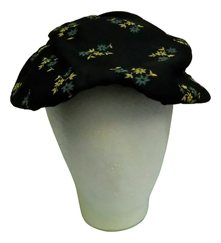 Sombrero Vintage Año 30 Mujer Negro Con Flores Verdes