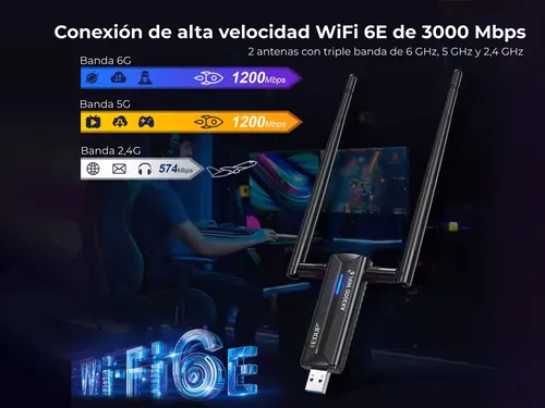 Adaptador Wifi 6e Ax3000 Usb Mt7921a 2.4/5/6ghz Carrello