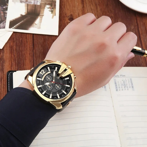 Relógio Curren 8176 Preto Com Dourado Luxo
