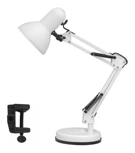Lámpara de mesa, articulada, ajustable, escritorio articulado, color de la cúpula: blanco, color de la estructura: blanco