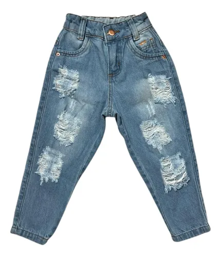 Cal a Jeans Feminina Infantil De Menina Destroyed Rasgada
