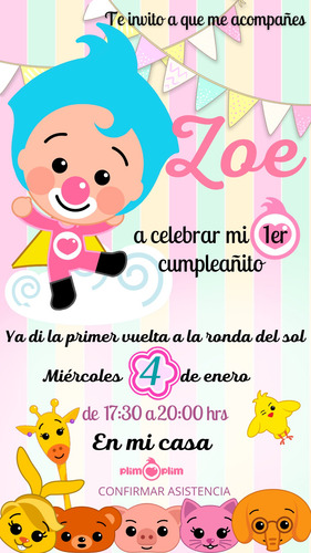 Invitación Digital Plim Plim Invitación De Cumpleaños