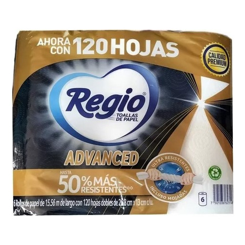 Toallas De Papel Regio Advanced 6 Rollos Ultra Resistentes