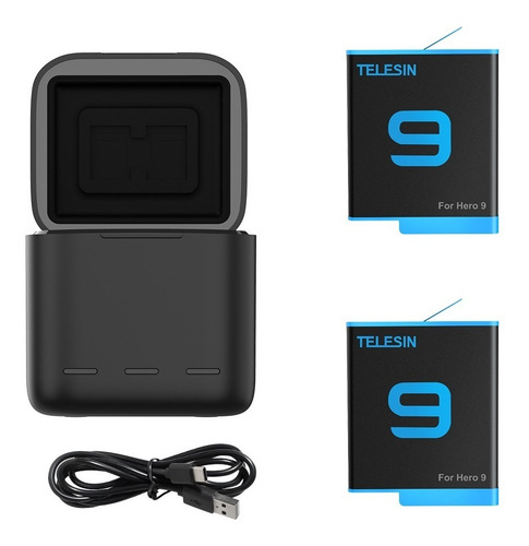 Imagen 7 de 7 de Cargador Triple + 2 Baterías Para Gopro Hero 10 / 9 Guardasd