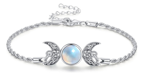 Eusense Moonstone Jewelry Pulsera De Plata De Ley 925 Con Pi