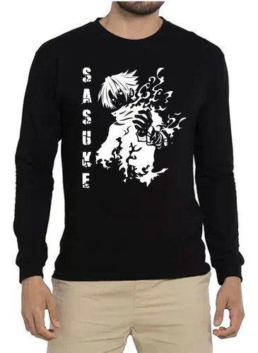 Polera Manga Larga Sasuke Naruto Anime