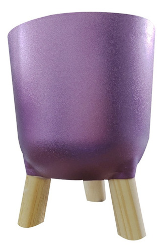 Cachepot Acrílico Brulet Com Pé De Madeira Metálico Púrpura