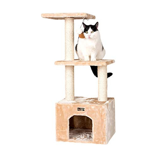 Árbol Gatos De Madera De 3 Niveles Poste Rascador De S...