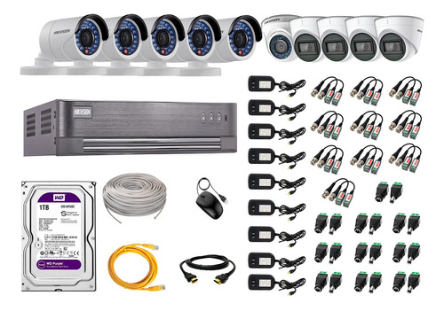 Kit 10 Cámaras Seguridad Full Hd Hikvision 4 Camaras Audio