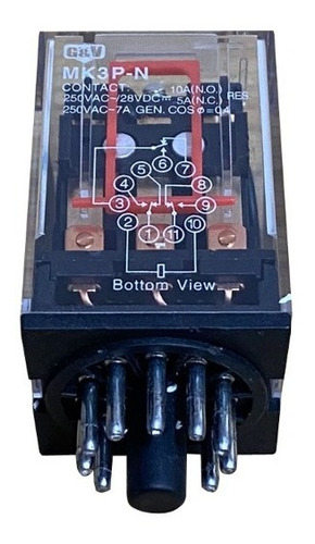 Relevador Encapsulado 11 Pines Redondos 3 Polos 24vdc  G&v