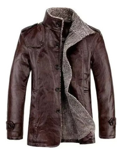 Chaqueta De Cuero Para Hombre Con Interior De Piel Invierno