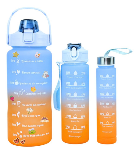 Garrafa Água 2l Academia Squeeze Personalizada + Adesivos Cor Azul E Laranja