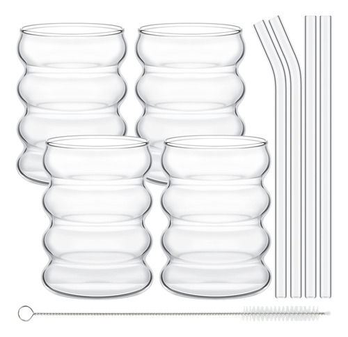 Tessco 4 Vasos Creativos De Vidrio Vintage, Vasos De Cristal