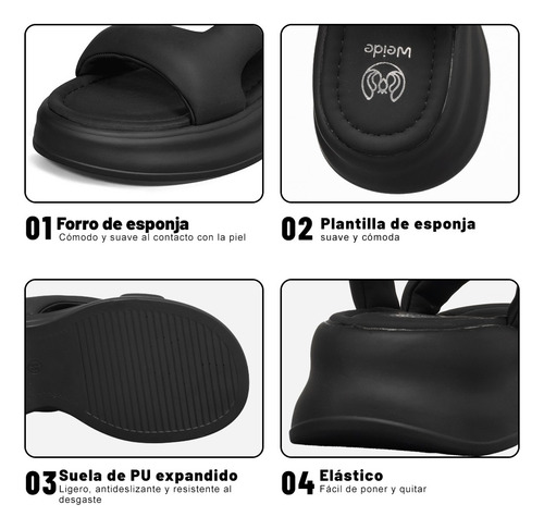 Sandalias Cuña Elástico Comodas Ligeras Antidesliz Weide
