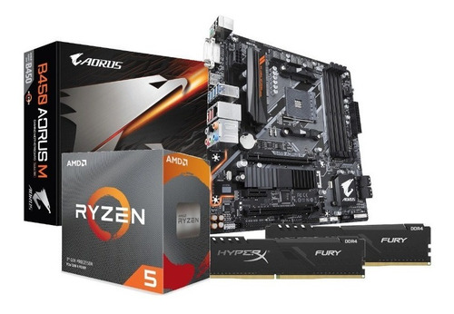 Imagem 1 de 5 de Kit Processador Amd Ryzen 5 3600 B450 Aorus M 2x16gb Fury