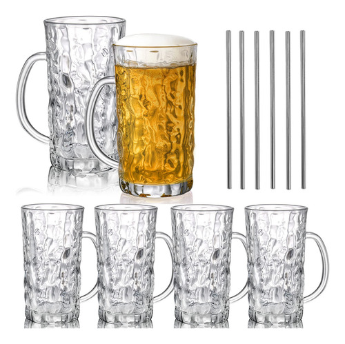 Juego De 6 Tazas De Cerveza De Vidrio, Vasos De Cerveza Gran