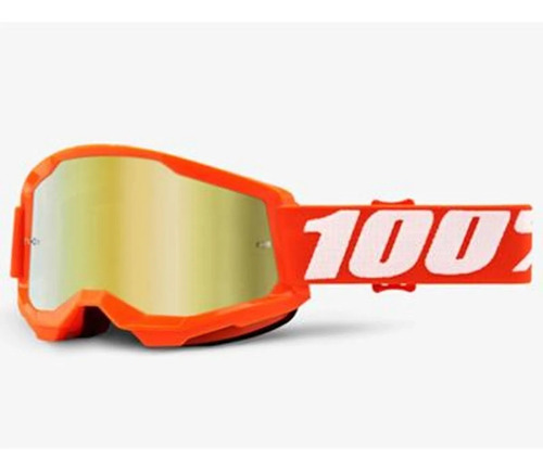 Óculos Motocross 100% Strata 2 Laranja, Lente Espelhada