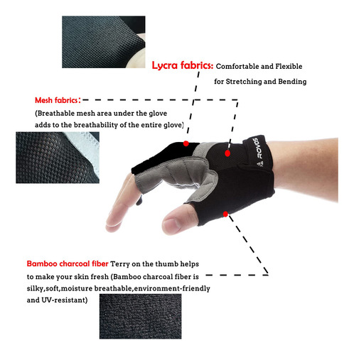 Guantes Medio Dedo Bicicleta 0.197 In Transpirables Unisex C