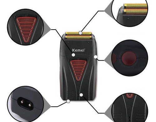 Combo Shever Maquina Rasuradora + Trimmer Patillera Kemei