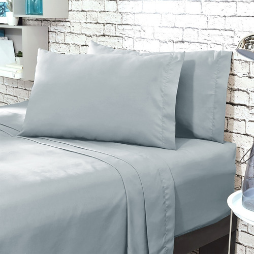 Juego De Sabanas Queen Unicolor Karytex - Gris Claro