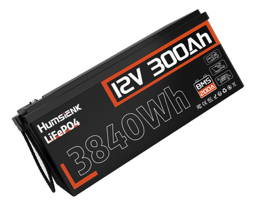 Bateria De Litio 12v 300ah Lifepo4 3840wh Bms 200a Pila Sola