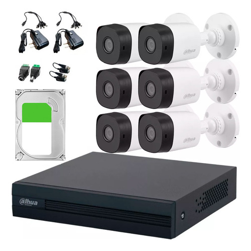 Dahua Kit De Video Vigilancia 6 Cámaras 2 Mp Disco Duro 3 Tb + Transceptores Cámaras De Seguridad Con Detección De Movimiento Kit Cctv Alta Resolución