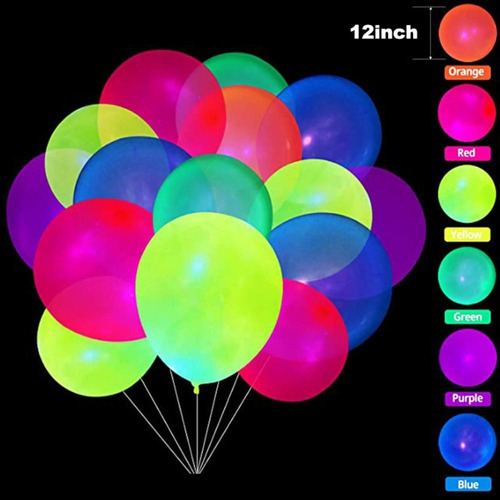 100 Globos De Neón Uv, Globos Fluorescentes De 12 Pulgadas,