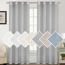 Comprar Cortinas De Lino Natural 2 Paneles Filtrantes De Luz 132 Cm