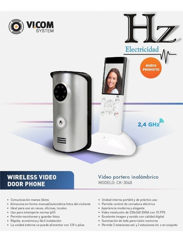Portero Visor Inalambrico Vicom Frente + Telefono Saca Fotos