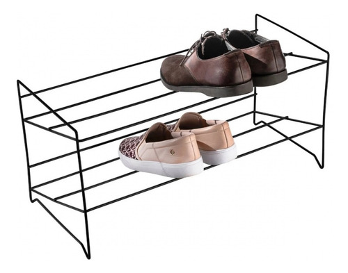 Imagem 2 de 3 de Suporte Sapateira Preta Para 6 Pares Aço Pintado