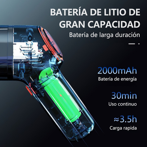 Imagen 6 de 10 de Aspiradora Mano Portátil Inaltárico Para Auto Hogar 9000pa