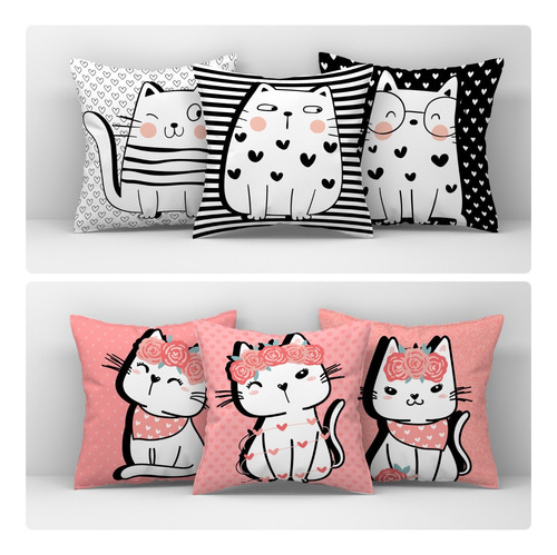 Souvenir 5 Almohadas  30x30cm Gatos Gatitos