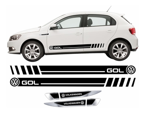 Kit Adesivo Carro Gol G2 G3 G4 G5 G6 Faixa Lateral E Aplique