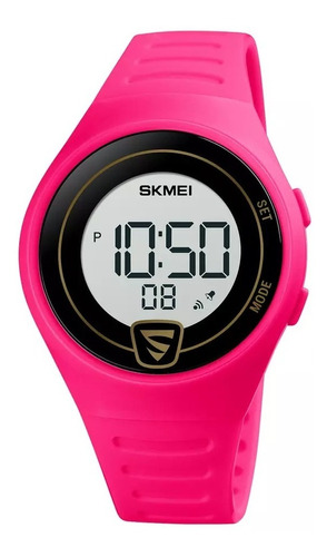 Reloj Skmei 1798 Digital Sumergible Rosa Fondo Blanco