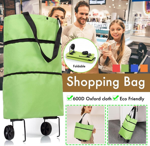 Bolso Plegable Ruedas Carrito Compras Bolsa Reutilizable