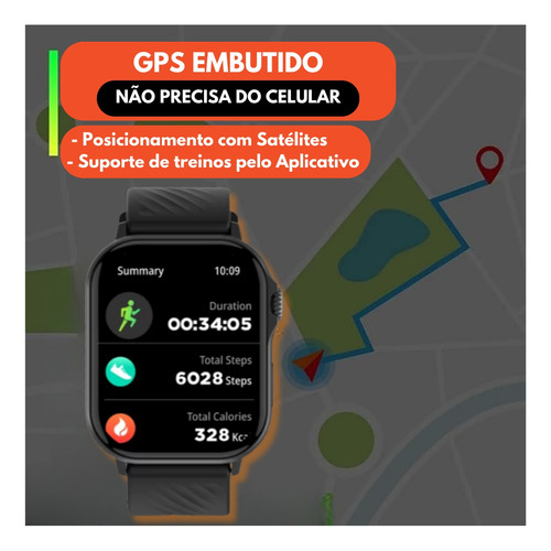 Smartwatch Strava Com Gps Tela Fhd 2,13 Amoled Preto Mesh Silicon Preto Preto
