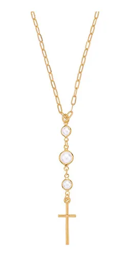 comprar Collar Con Perlas Y Cruz Religión