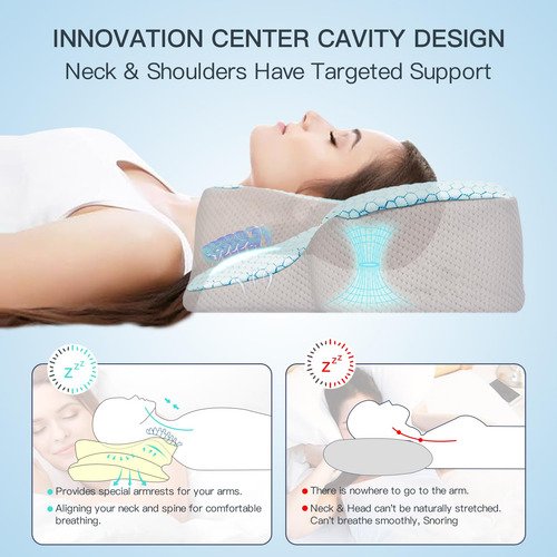 Almofada De Pescoço Feelikey Memory Foam Cooling Cervical Bl