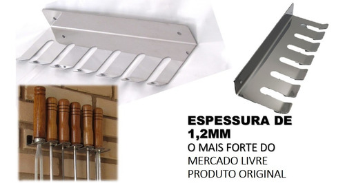 Imagem 1 de 7 de Suporte Porta Espeto De Parede Em Inox (peq)