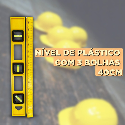 Imagem 2 de 6 de Ferramenta Nível Plástico Construção Com 3 Bolhas 40cm